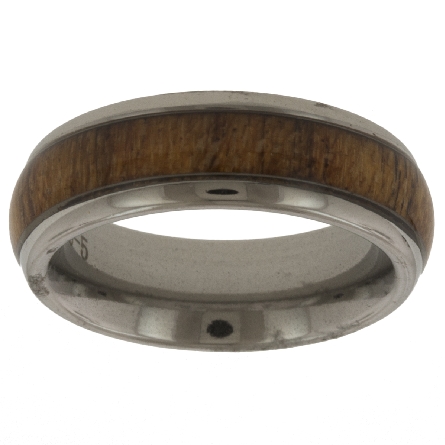Stainless Steel Koa Wood 6mm Mens Band Size 5 #...