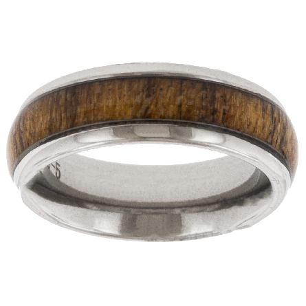 Stainless Steel Koa Wood 6mm Mens Band Size 5 #...