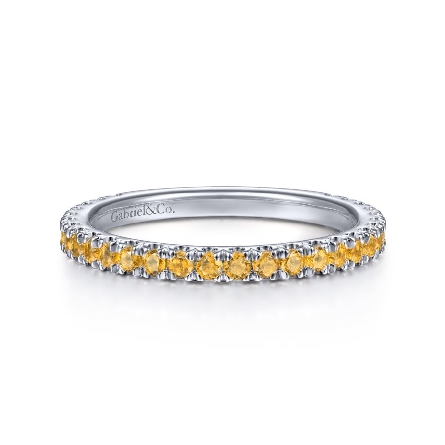 14K White Gold 3/4way Stackable Band w/Citrine=...