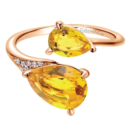 14K Rose Gold Bypass Ring w/Citrine=2.35ctw and...