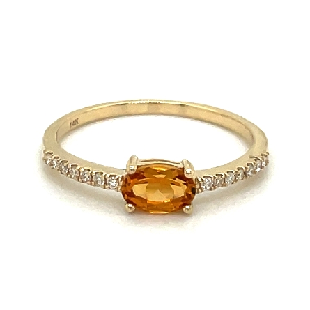 14K Yellow Gold Oval East-West Fashion Ring w/C...
