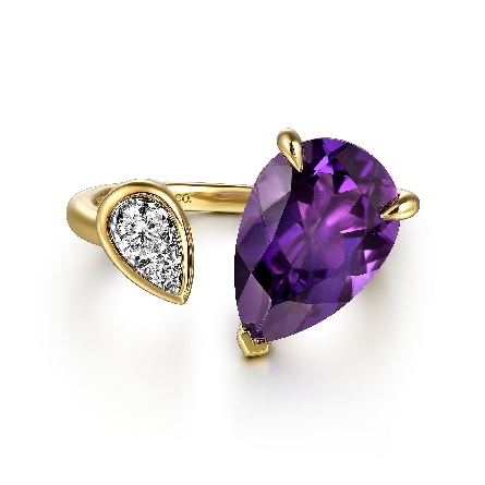 14K Yellow and White Gold Open Cuff Fashion Rin...