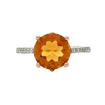 14K White and Rose Gold Buttercup Head Ring w/1 Citrine=1.79ct and Diams=.12ctw VS-SI G-H Size6.5 #PR1406DC