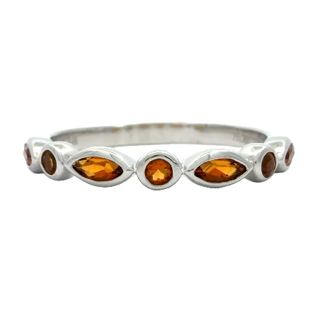 14K White Gold Alternating Marquise and Round Stackable Band w/Citrine=.40ctw Size6.5 #PR2500C