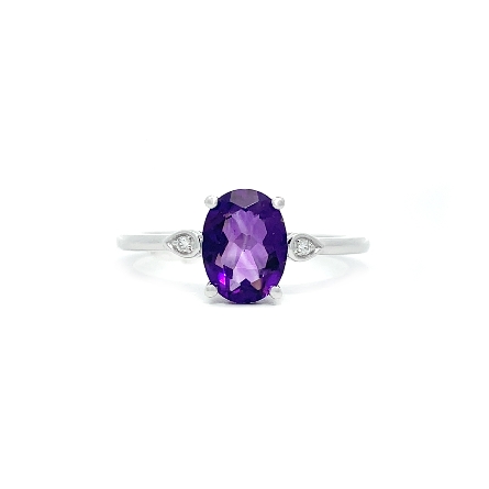 /home/earthtreasures/catalog.shopearthtreasures.com/imagedumplarge/EARTH_J11-00920.jpg 14K White Gold 4Prong Oval Ring Size6.5 w/ Amet...