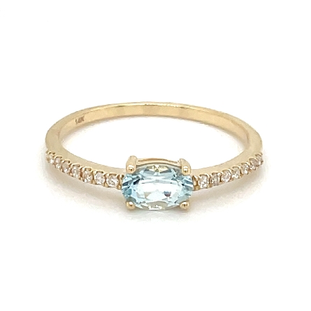 14K Yellow Gold Oval East-West Fashion Ring w/A...
