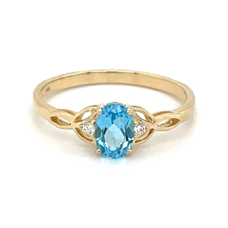 14K Yellow Gold Oval Shaped Fashion Ring w/Blue...