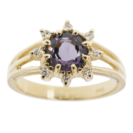 14K Yellow Gold Halo Ring w/Purple Spinel=1.20c...