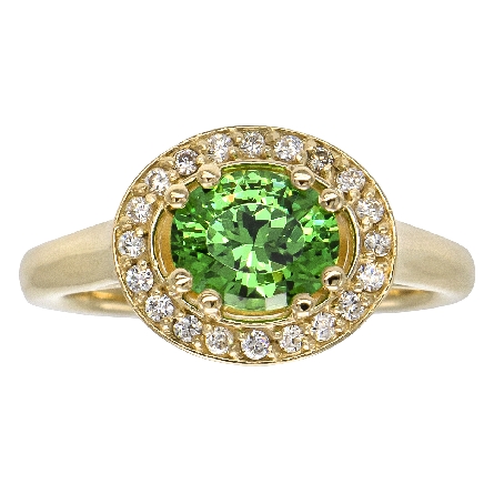 14K Yellow Gold East-West Halo Ring w/8x6mm Ova...