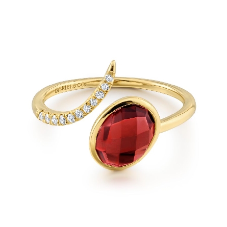14K Yellow Gold Bypass Ring w/Garnet=1.78ct and...