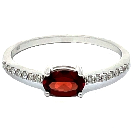 14K White Gold Oval East-West Fashion Ring w/Ga...