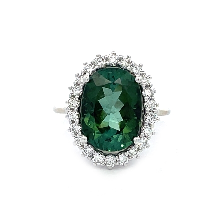 14K White Gold Halo Ring w/Tourmaline=.631ct an...