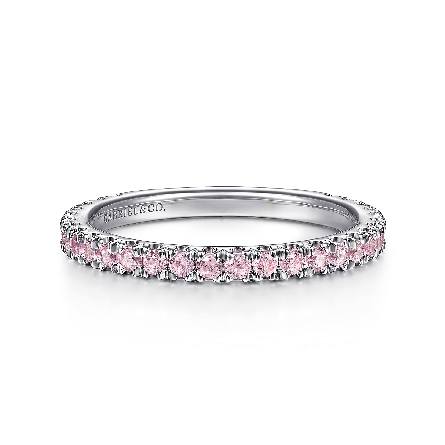 14K White Gold 3/4way Stackable Band w/Created ...