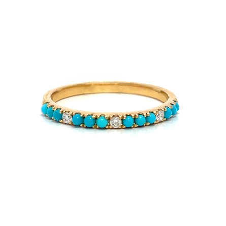 /home/earthtreasures/catalog.shopearthtreasures.com/imagedumplarge/EARTH_J22-00380.jpg 14K Yellow Gold Turquoise Shared Prong Band w/3...