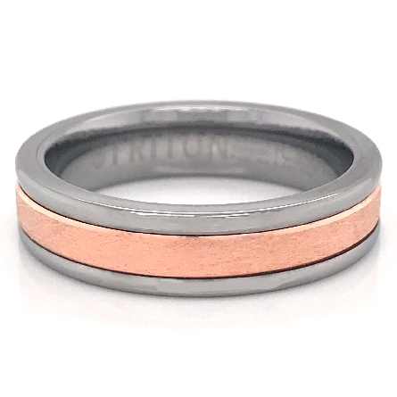 14K Rose Gold and White Tungsten Carbide Primary 6mm Wedding Band Size 12 #11-2404CR6
