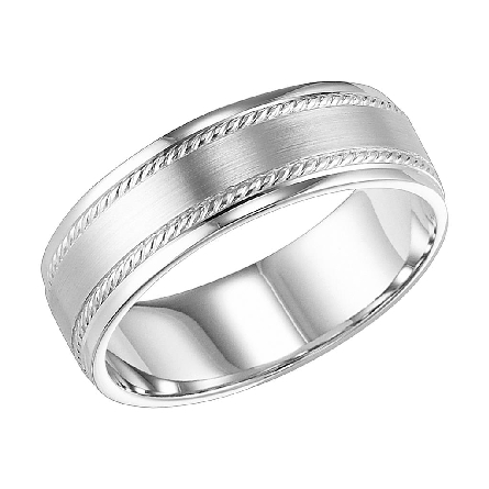 14K White Gold 7mm Comfort Fit Engraved Wedding Band Size 10 #11-8160W7