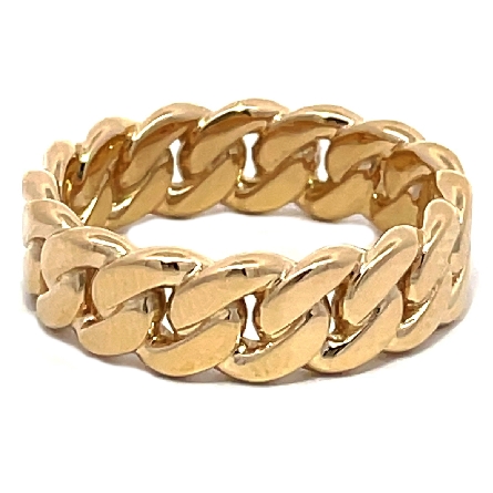 14K Yellow Gold 7mm Cuban Link Mens Band Size10...