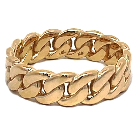 14K Yellow Gold 7mm Cuban Link Mens Band Size11...