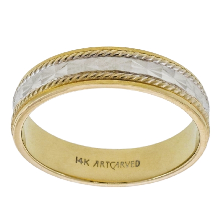 14K Two Tone Gold ArtCarved 5mm Wedding Band   ...