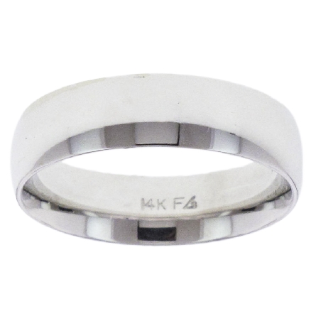 14K White Gold 5mm Plain Comfort Fit Low Dome W...