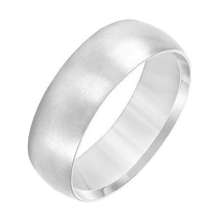 14K White Gold 5mm Low Dome Edge to Edge Brushe...