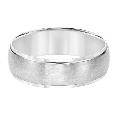 14K White Gold 5mm Low Dome Brushed Wedding Ban...