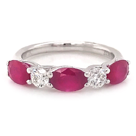14K White Gold Shared Prong Band w/Ruby=1.96ctw...
