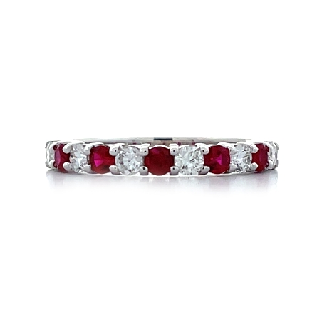 14K White Gold Alternating Prong Set Band w/6Di...