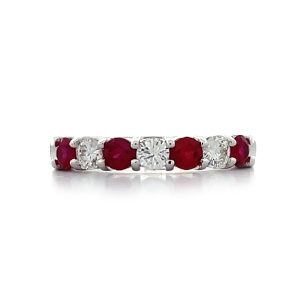 14K White Gold Alternating Prong Set Band w/3Di...
