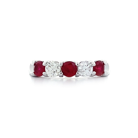 14K White Gold Alternating Prong Set Band w/2Di...