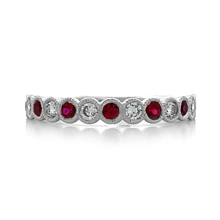 18K White Gold Milgrain Bezels Stackable Ring w...