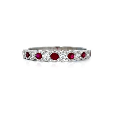 /home/earthtreasures/catalog.shopearthtreasures.com/imagedumplarge/EARTH_J3-01289.jpg 14K White Gold Half Bezel Milgrain Band w/Rubie...