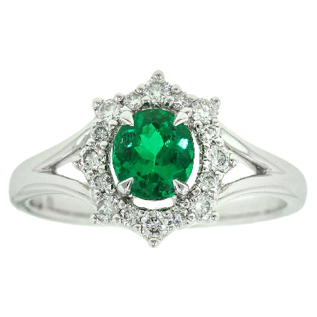 18K White Gold Fashion Ring w/Emerald=.72ct and...