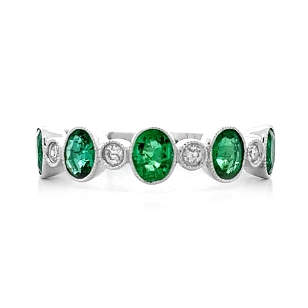 18K White Gold Alternating 5 Oval and 4 Round M...