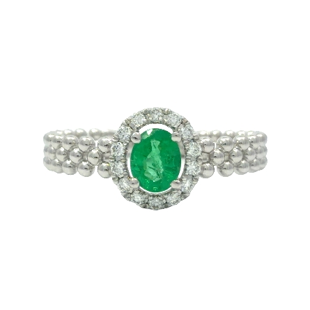 /home/earthtreasures/catalog.shopearthtreasures.com/imagedumplarge/EARTH_J4-00938.jpg 14K White Gold X Design Oval Halo Ring w/1 Emer...