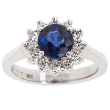 14K White Gold Fashion Ring w/Sapphire=1.32ct a...