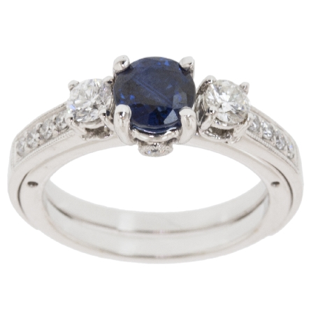 18K White Gold Wrap Ring w/Sapphire=1.10ct and ...