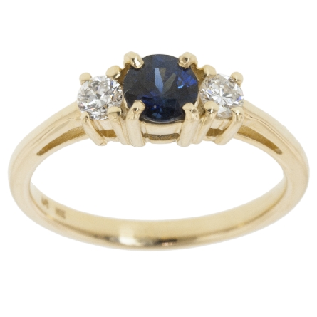 14K Yellow Gold 3Stone Ring w/Sapphire=.61ct an...