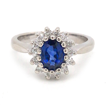 14K White Gold Oval Halo Ring w/Sapphire=.97ct ...