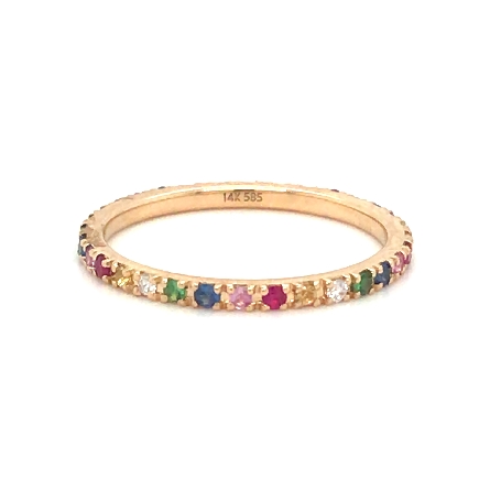 14K Yellow Gold Eternity Multi Color Sapphire a...