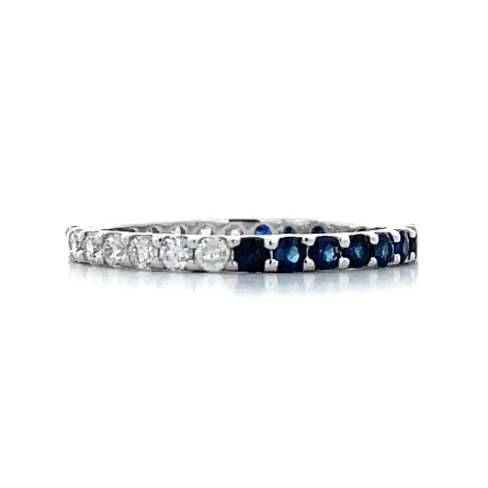 18K White Gold Half and Half Eternity Band w/Sa...