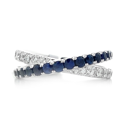 18K White Gold 2 Row Crossover Band w/Sapphires...