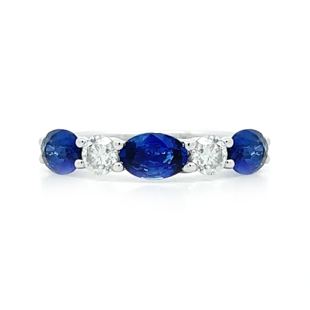 14K White Gold Alternating Band w/Oval Sapphire...