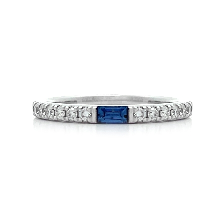 14K White Gold Segmented Sapphire Band w/Diams=...