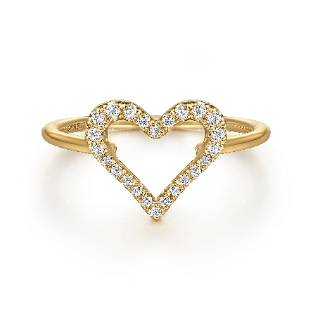 14K Yellow Gold Gabriel Open Heart Ring w/White...