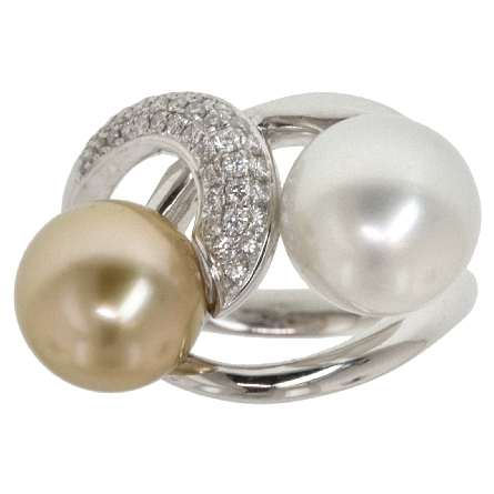 18K White Gold White and Golden South Sea Pearl...