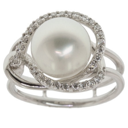 18K White Gold 9.75mm South Sea Pearl Ring w/31...