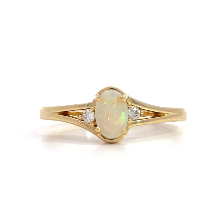 14K Yellow Gold Bypass Fashion Ring w/1 Opal=.2...