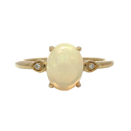 14K Yellow Gold 4Prong Oval Ring Size6.5 w/Opal =1.06ct and Diams=.02ctw VS-SI G-H #PR2573DOP