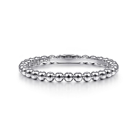 14K White Gold Beaded Stackable Guard Band Size...